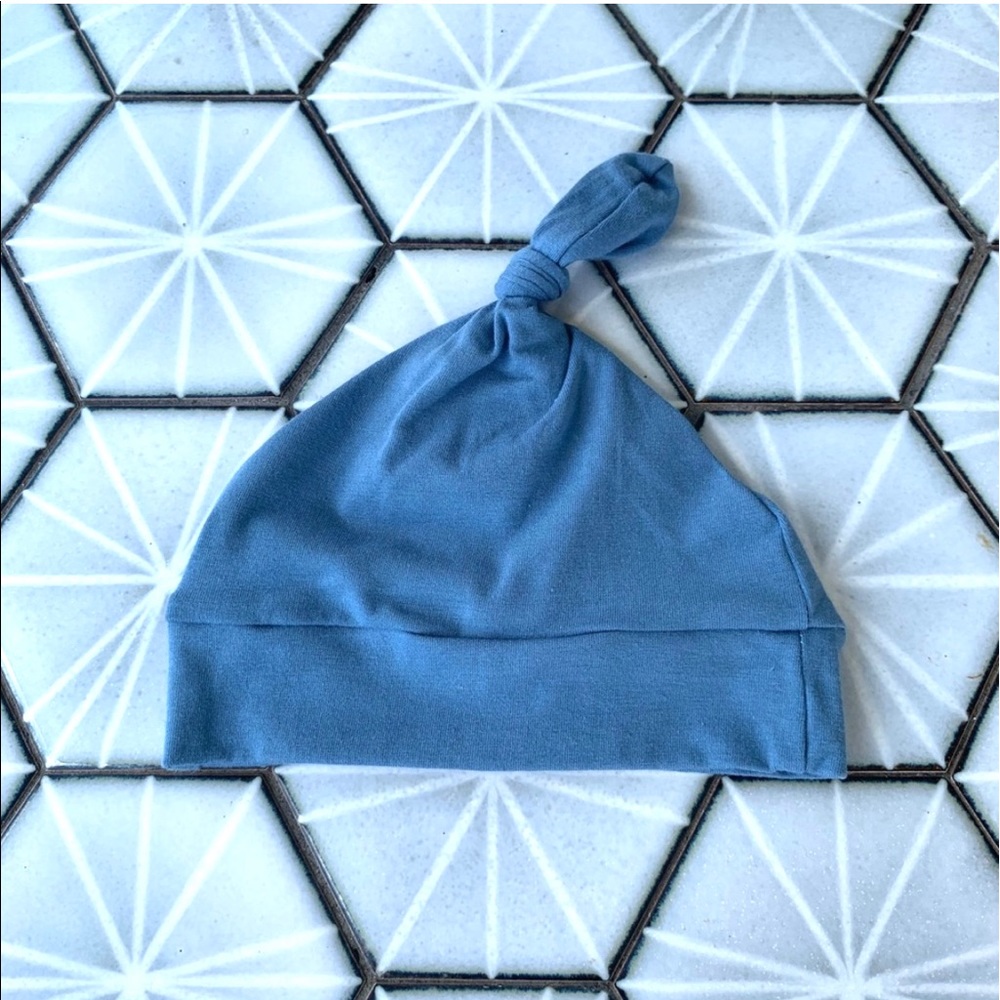 Infant Blue Top Knot Hat